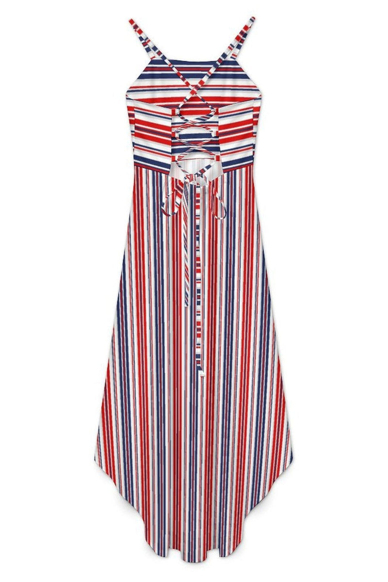 Americana High-Low Spaghetti Strap Dress
