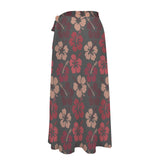shades of red dress print Women's Long Knot Side Cover Up