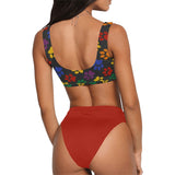 paw red print Sport Top & High-Waisted Bikini Swimsuit (Model S07)