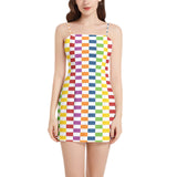 Sleeveless Square Neckline Spaghetti Strap Mini Dress