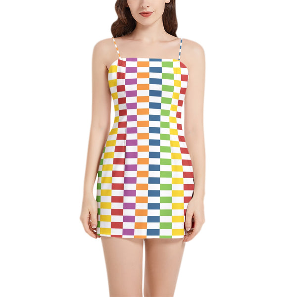 Sleeveless Square Neckline Spaghetti Strap Mini Dress