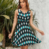 V-Neck Sleeveless Dress (NZ022)  Frocks