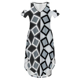 Cold Shoulder Long Split Dress with Pocket Dress