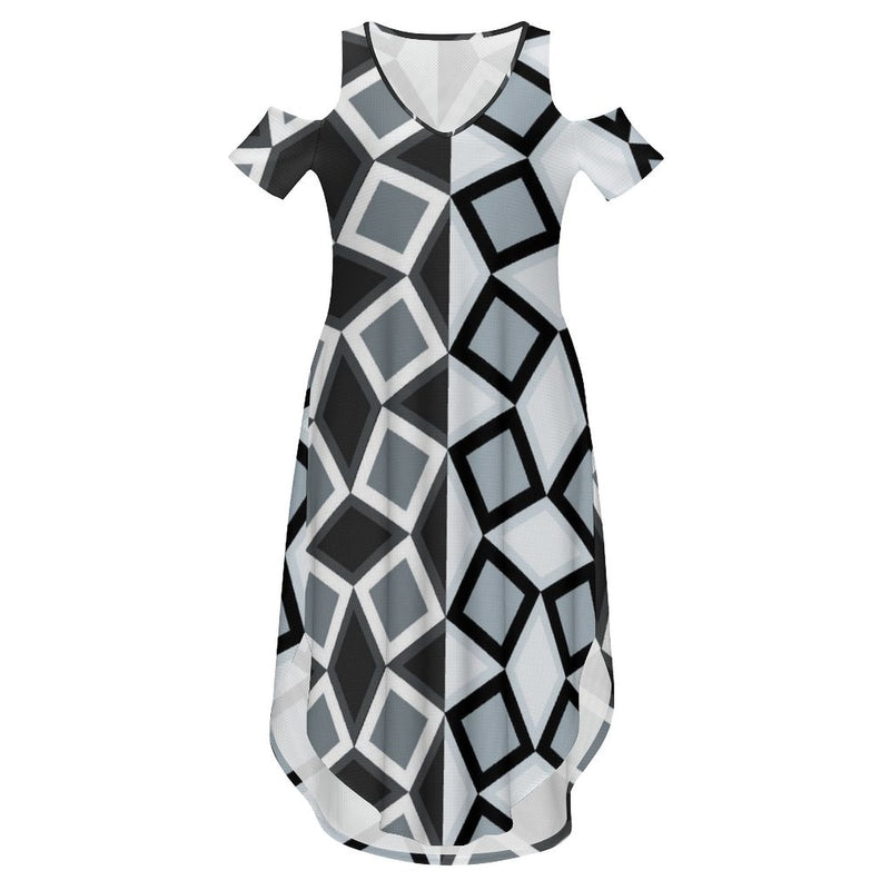 Cold Shoulder Long Split Dress with Pocket Dress