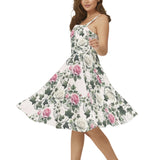Sleeveless Square Neck Flare Hem Midi Dress