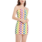 Sleeveless Square Neckline Spaghetti Strap Mini Dress