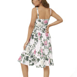 Sleeveless Square Neck Flare Hem Midi Dress