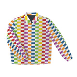 rectangle matrix print Men's Turn-Down Collar Jacket (Model H68)