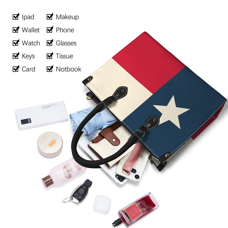 tex flag print 2z PU Leather Handbag-Medium (Model 1747)