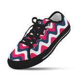 tricolor wavy red white blue print Seattle Low Top Women's Shoes (Model 1013-6)