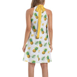 Tie Back Halter Neck Flared Dress