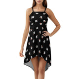 Women&#039;s High-Low Spaghetti Strap Dress Tailcoat skirt