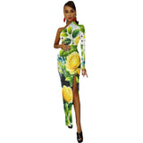 One-Shoulder Slit Maxi Dress Half sleeve split dress