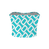 aqua open ring Basic Backless Tube Crop Top