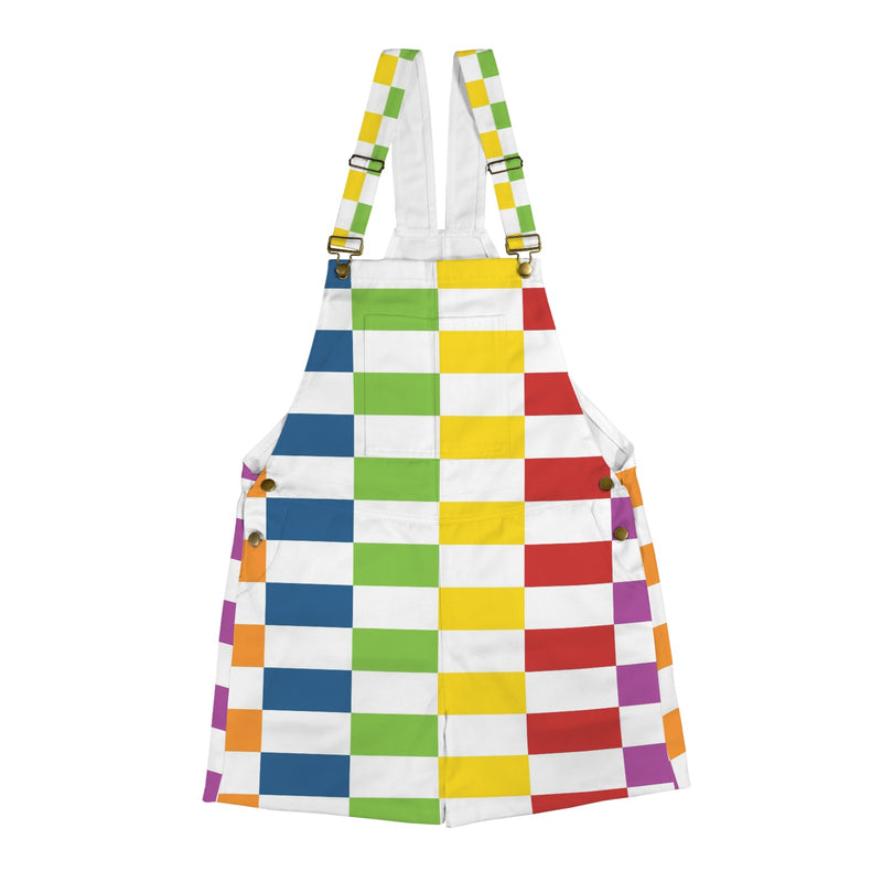 rect colored print 3A Unisex Shorts Suspender Jumpsuit (Model L78)