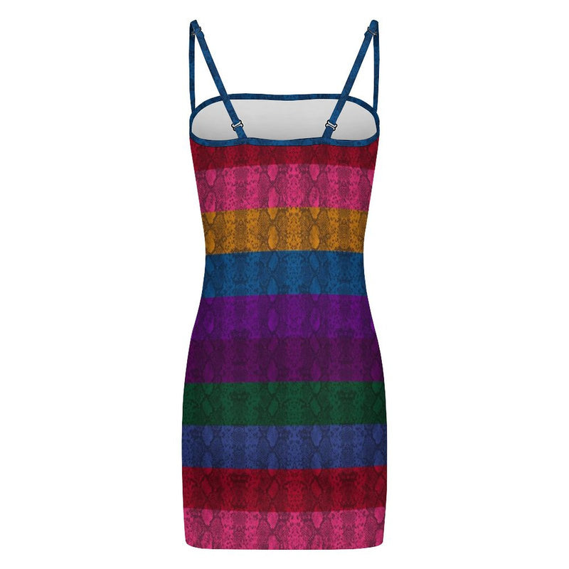 Multicolored Snakeskin Bodycon Cami Dress