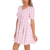 Short Sleeve Ruched Bust Flared Hem Dress