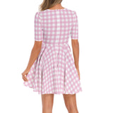 Short Sleeve Ruched Bust Flared Hem Dress