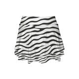 square diamond print 2 High Waist Layered Ruffle Pockets Sports Skirt