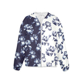 white iris print Women's Lightweight Sun Protection Hoodie (Model H62)