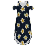 Cold Shoulder Long Split Dress with Pocket Dress