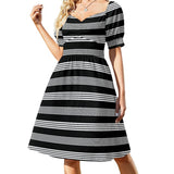 Sweetheart Neck Puff Sleeve Mini Dress (B271) Dress