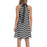 Tie Back Halter Neck Flared Dress