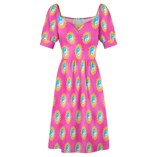 Sweetheart Neck Puff Sleeve Mini Dress (B271) Dress