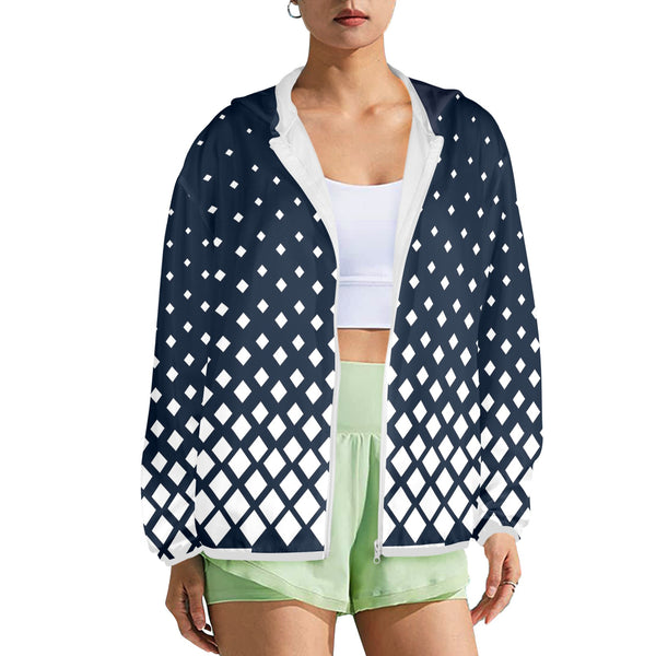 square cascade print copy Women's Lightweight Sun Protection Hoodie (Model H62)