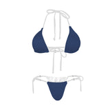 iris blue print solid Women's Halter String Bikini Set