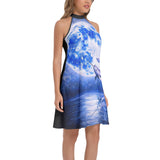 Tie Back Halter Neck Flared Dress