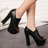 Chic Profile Peep Toe Platform Heels - Objet D'Art