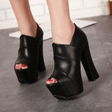 Chic Profile Peep Toe Platform Heels - Objet D'Art