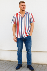 Americana Men's Lapel Collar Folds Design Shirt