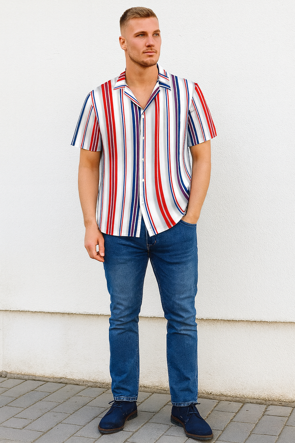 Americana Men's Lapel Collar Folds Design Shirt
