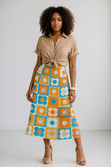 Retro Petals High Waisted Fishtail Long Skirt