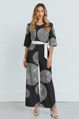 Shephard's Race Dolman Sleeve Belted Wide Leg Jumpsuit