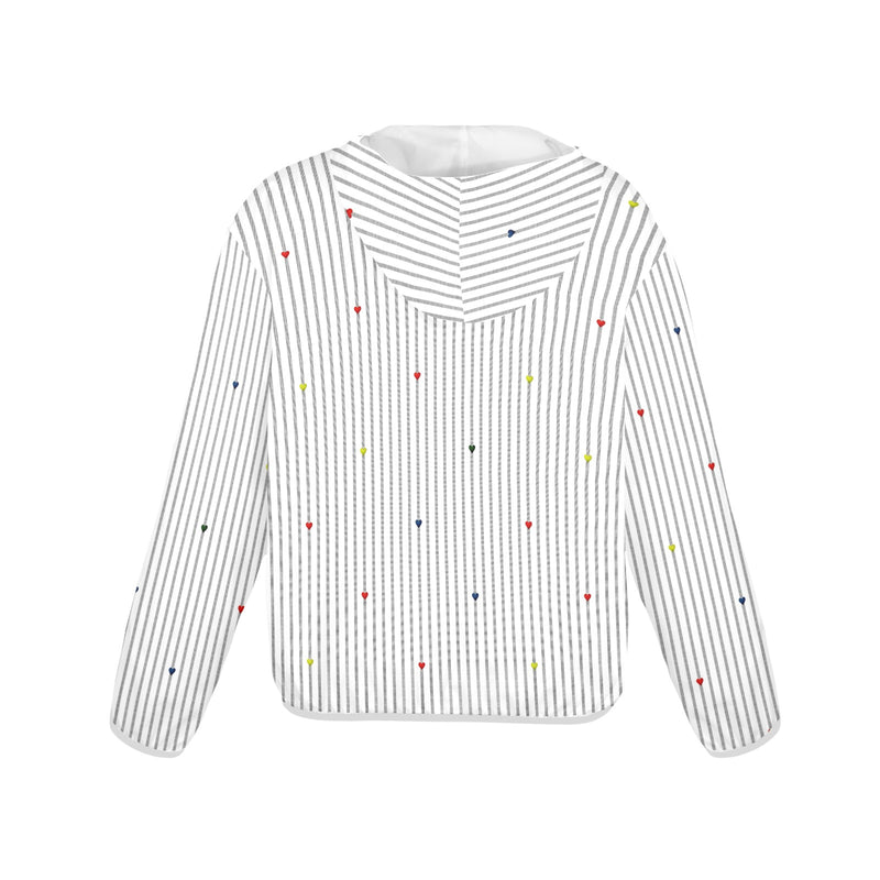 heart accent stripe accent print Women's Lightweight Sun Protection Hoodie (Model H62)