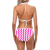 fuchsia wavy print Custom Bikini Swimsuit (Model S01)