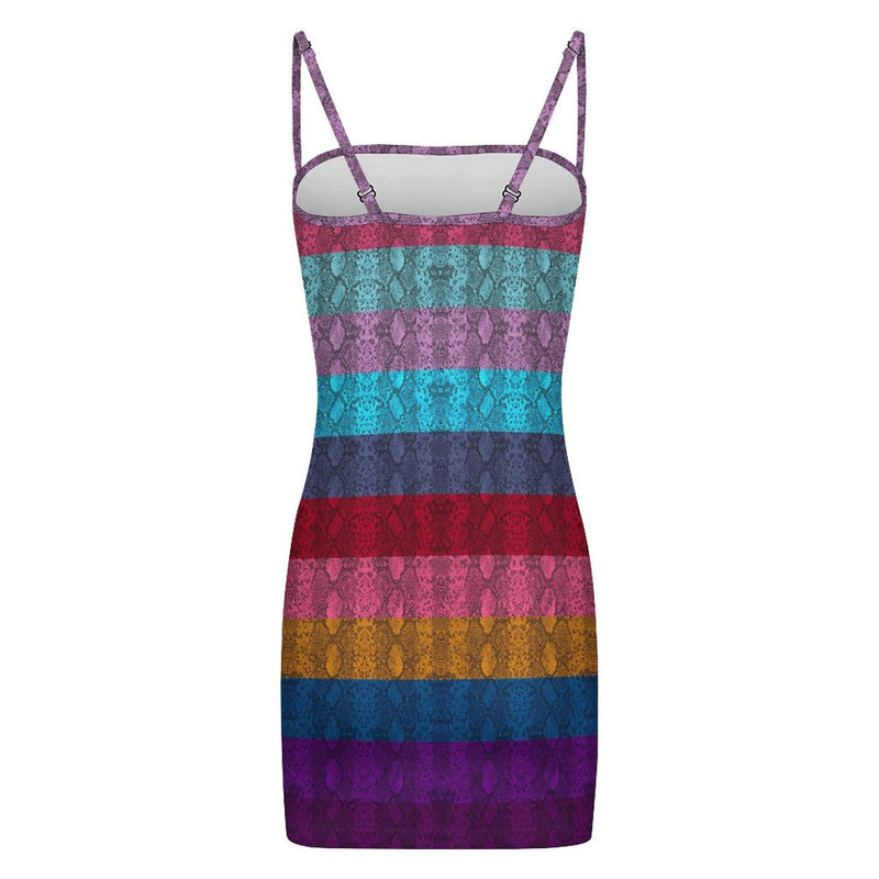 Multicolored Snakeskin Bodycon Cami Dress