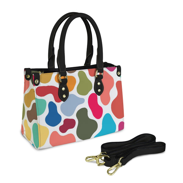colorful giraffe print LG PU Leather Handbag-Small (Model 1747)