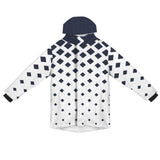 dk blue print 10K Men's Mid-Length Hooded Coat (Model H69)