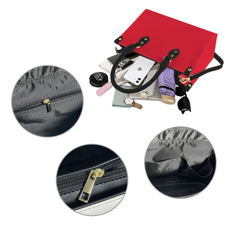 cherry colored solid print PU Leather Handbag-Small (Model 1747)