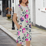 multicolored rose print 2 Unisex Shorts Suspender Jumpsuit (Model L78)