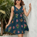 Frocks V-Neck Sleeveless Dress (NZ022)