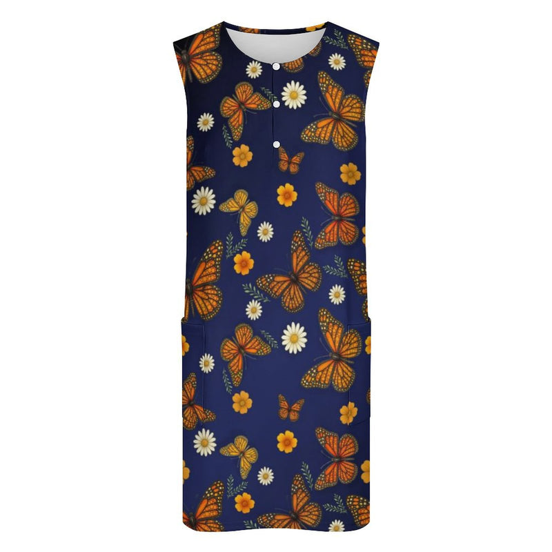 Butterfly Vest pocket dress Sleeveless Pocket Dress