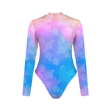 ombre random 2 print Backless Long Sleeve One-Piece Swimsuit (Model S60)