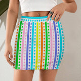 Multicolored Striped Women's Mini Skirt