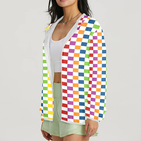 heart accent stripe accent print Women's Lightweight Sun Protection Hoodie (Model H62)