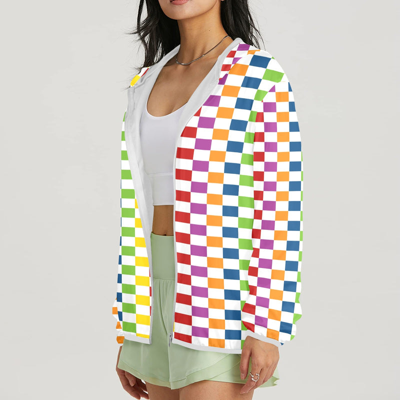 heart accent stripe accent print Women's Lightweight Sun Protection Hoodie (Model H62)